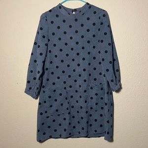 Shein blue corduroy and polka dot mini dress. Women’s size Large. Has pockets!